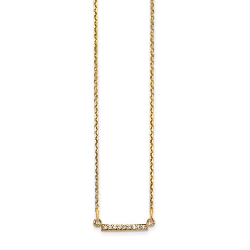 14k Polished 1/20 carat AA Diamond Tiny Bar without Chain