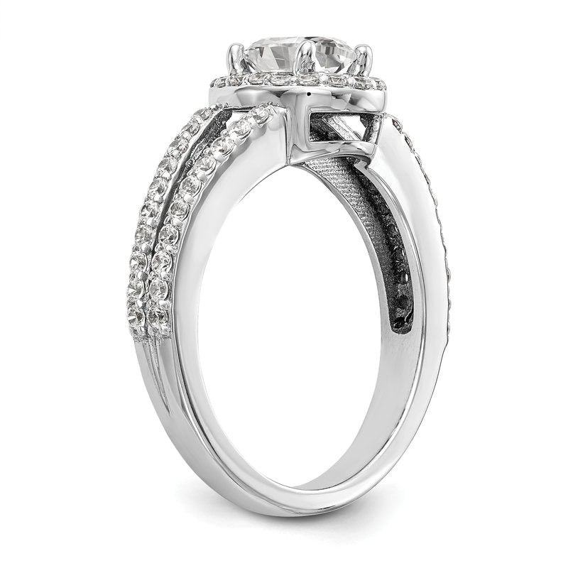 14K White Gold 1/2 carat Lab Grown Diamond VS/SI  D E F  Semi Mount Oval Halo Engagement Ring
