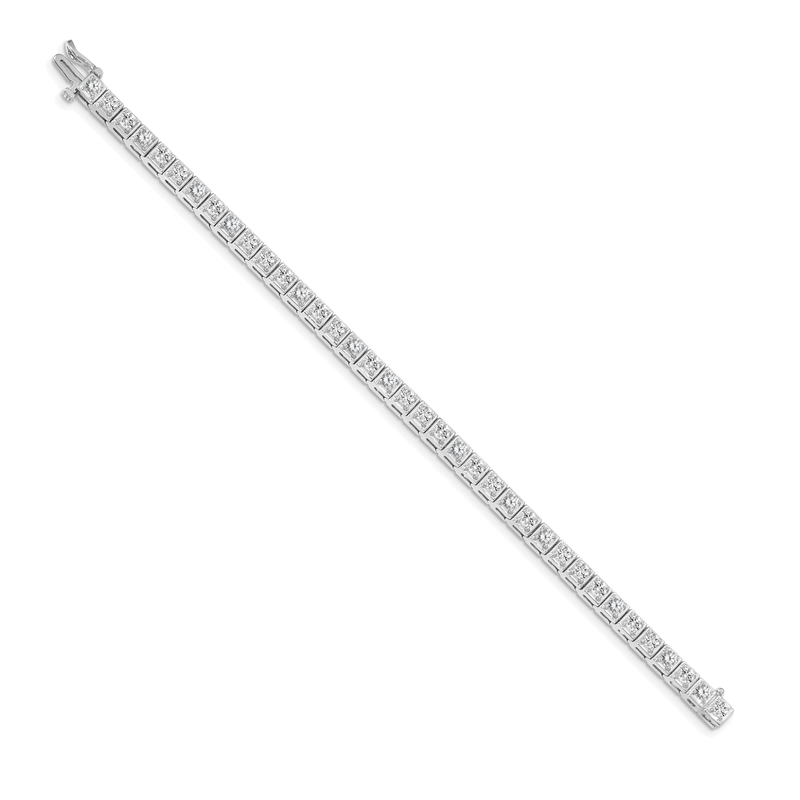 14k White Gold Complete 3.75 carat Round AA Diamond 4-prong 7 inch Tennis Bracelet