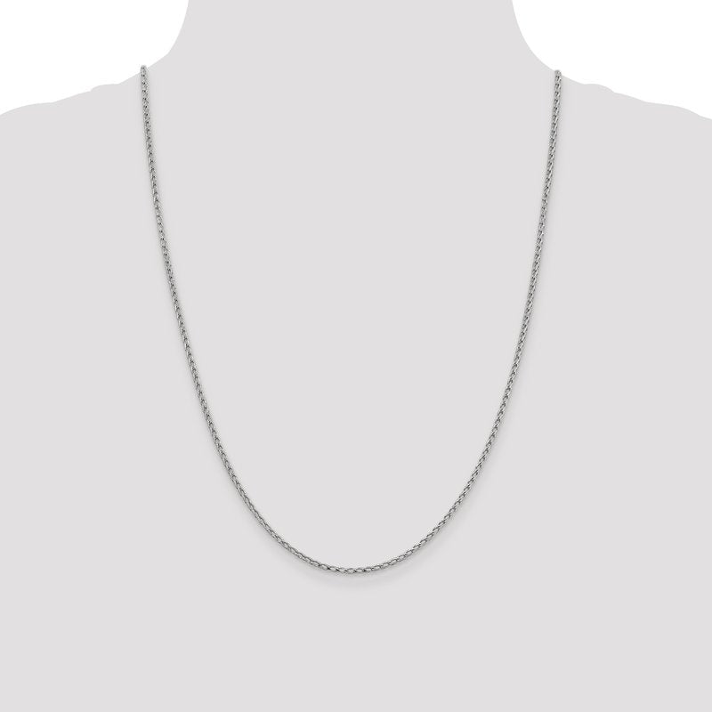 14K White Gold 2.1mm D/C Open Franco Chain