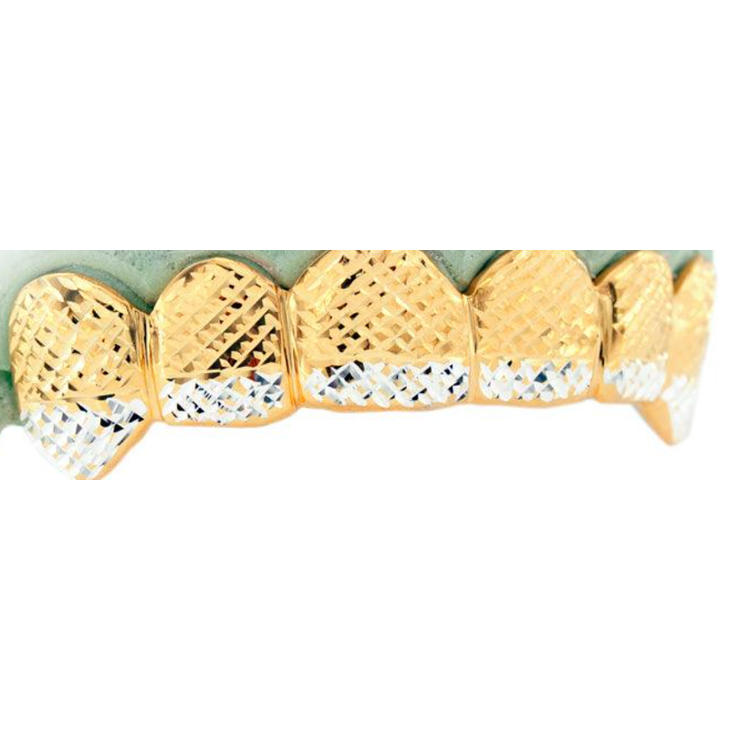 yellow &amp; white gold diamond cut grill