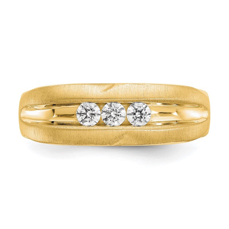 14K White Gold Men's 1/3 carat Lab Grown Diamond VS/SI  D E F  Brushed and Polished Band