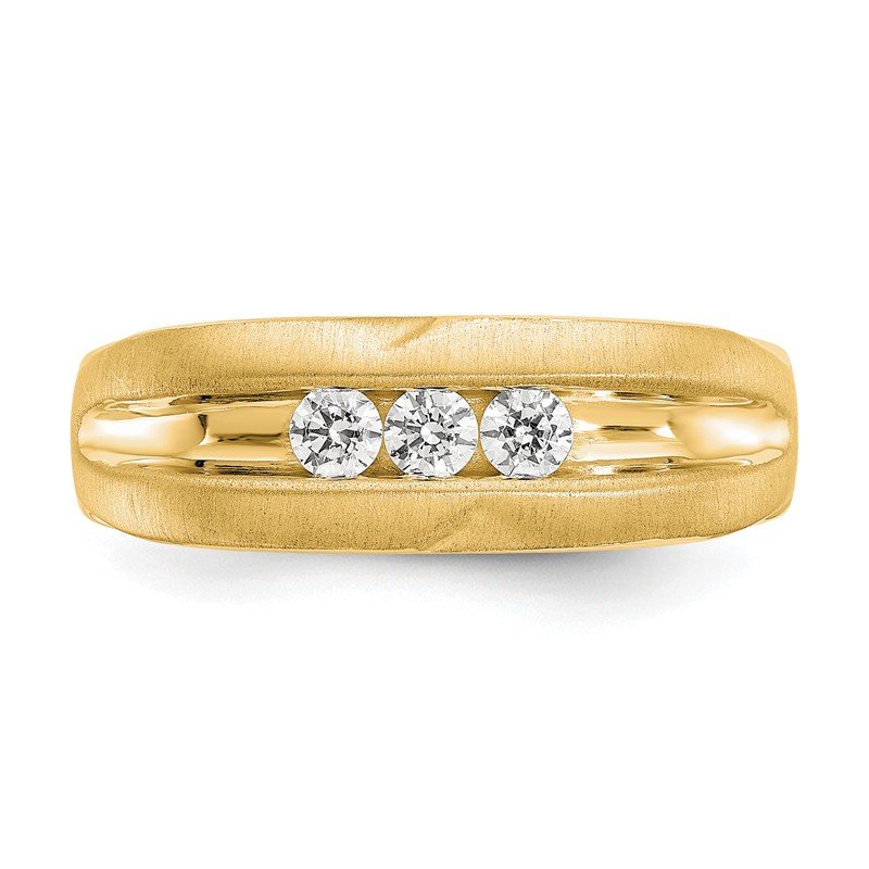 14K White Gold Men's 1/3 carat Lab Grown Diamond VS/SI  D E F  Brushed and Polished Band