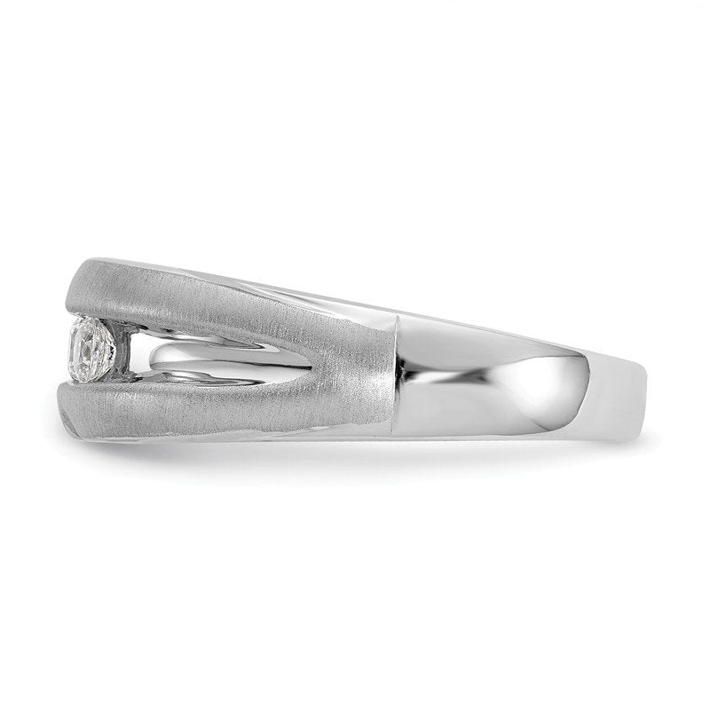 14K White Gold Men's 1/3 carat Lab Grown Diamond VS/SI  D E F  Brushed and Polished Band