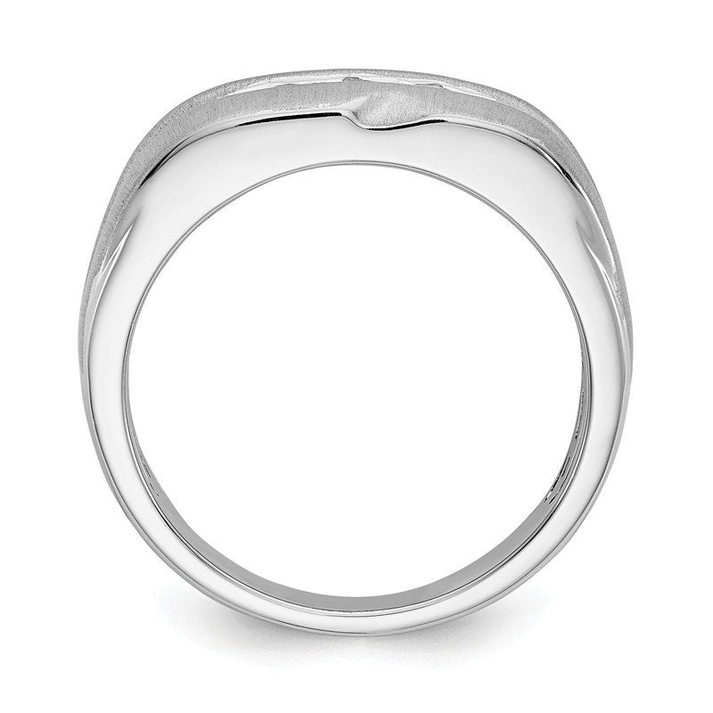 14K White Gold Men's 1/3 carat Lab Grown Diamond VS/SI  D E F  Brushed and Polished Band