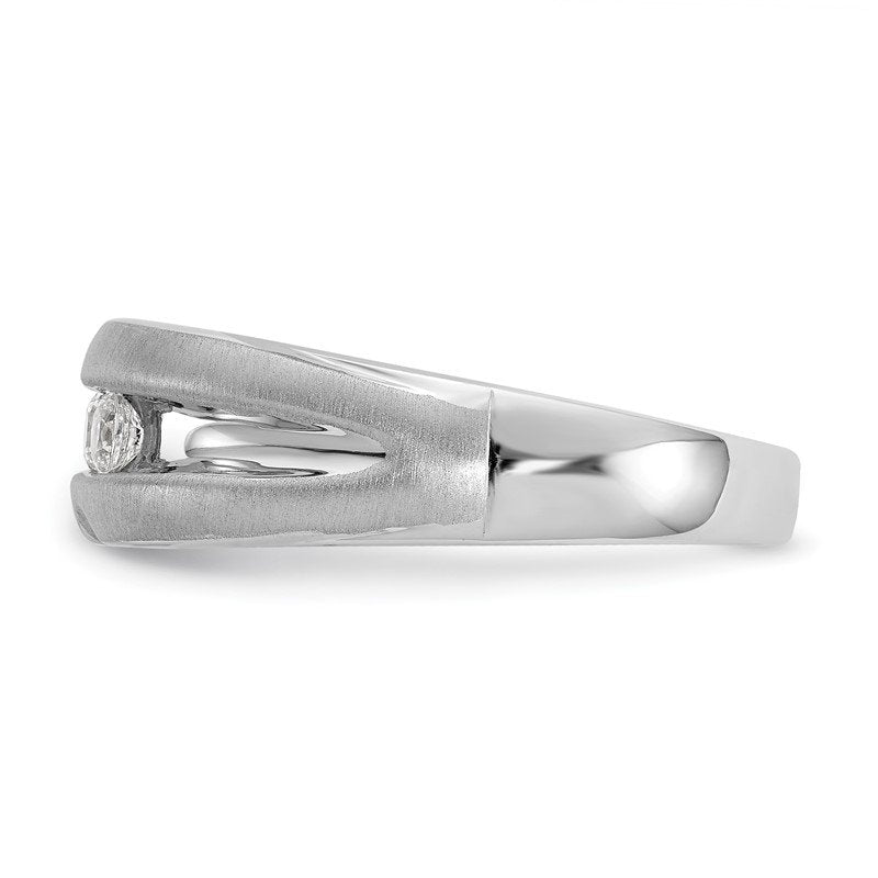 14K White Gold Men's 1/3 carat Lab Grown Diamond VS/SI  D E F  Brushed and Polished Band