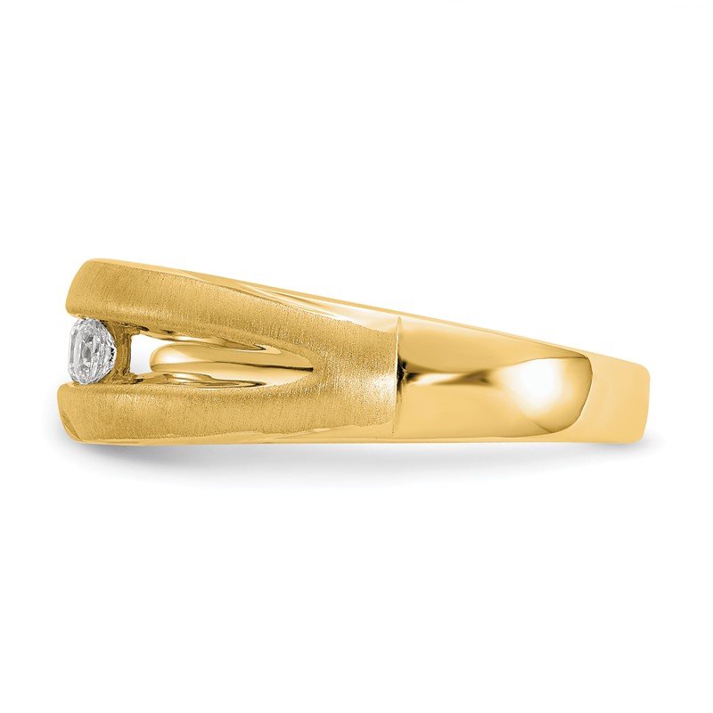 14K White Gold Men's 1/3 carat Lab Grown Diamond VS/SI  D E F  Brushed and Polished Band