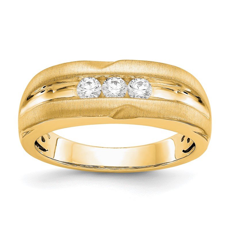 14K White Gold Men's 1/3 carat Lab Grown Diamond VS/SI  D E F  Brushed and Polished Band