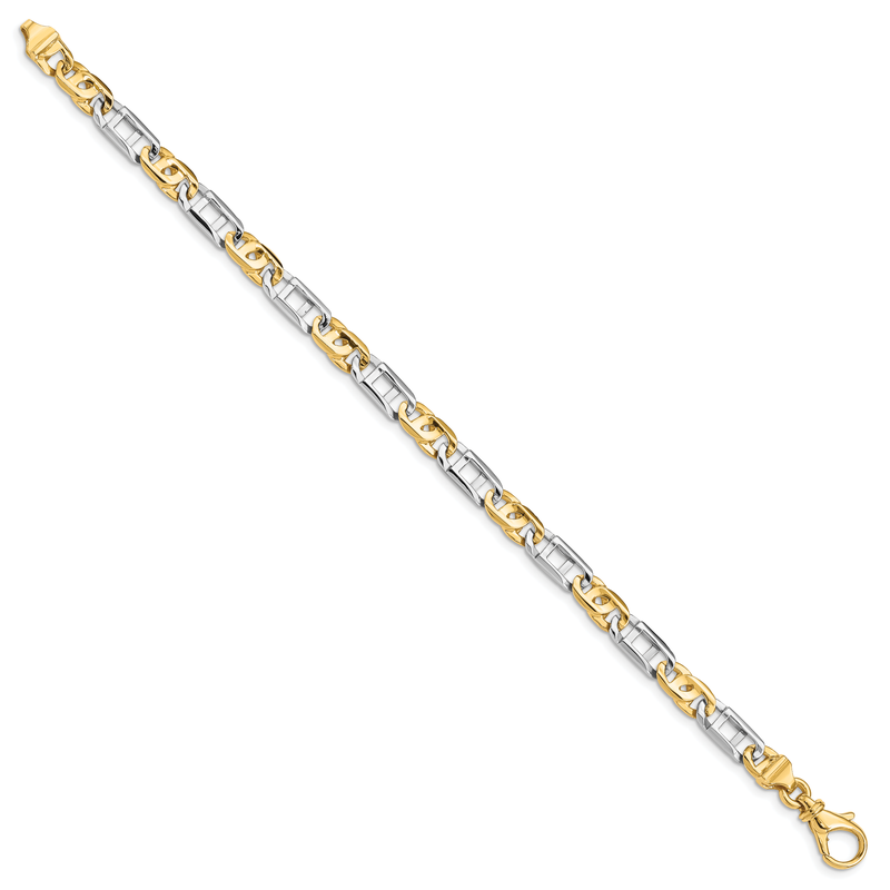 14K Two-tone 18 inch 5.5mm Hand Polished Fancy Link with Fancy Lobster Clasp Chain