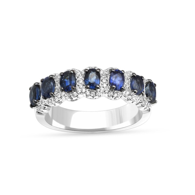 14K 0.24 Ct Diamond &amp; Sapphire Band