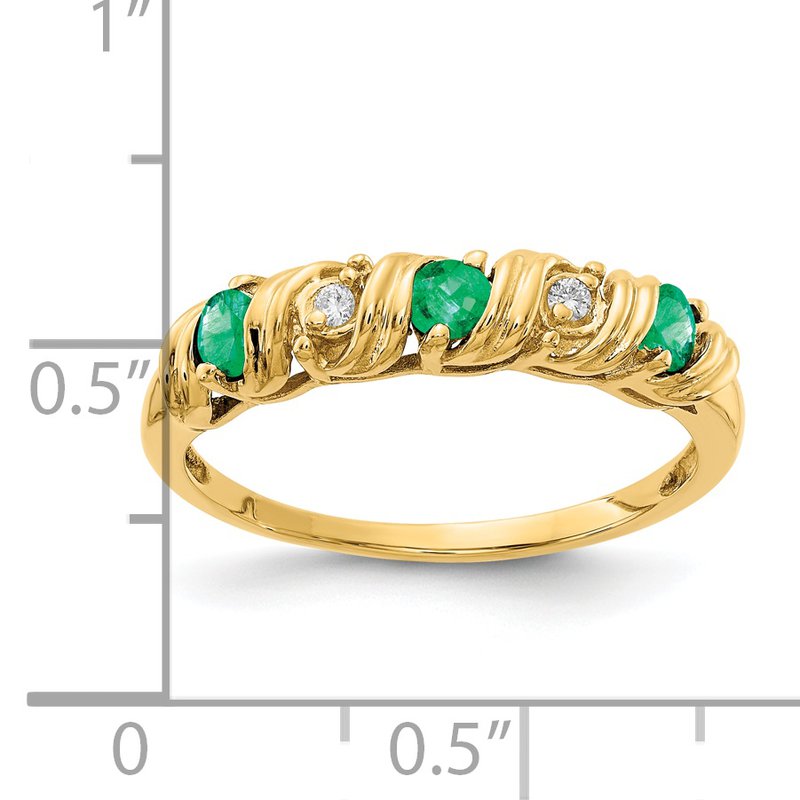 14k 2.75mm Emerald A Diamond ring