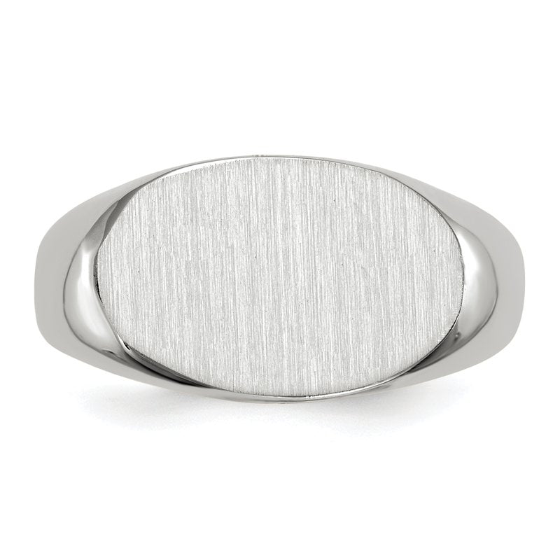 14k White Gold 15.0x9.5mm Open Back Signet Ring
