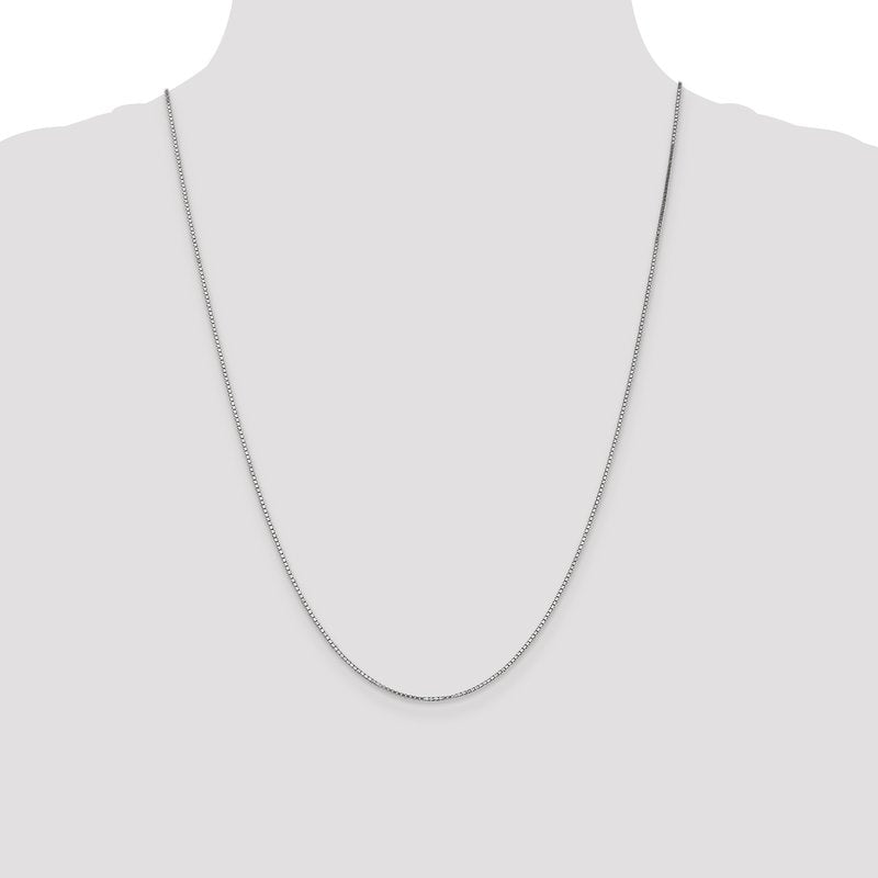 14K White Gold 14 inch 1.1mm Box with Lobster Clasp Chain