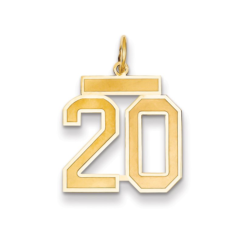14k Medium Satin Number 20 Charm