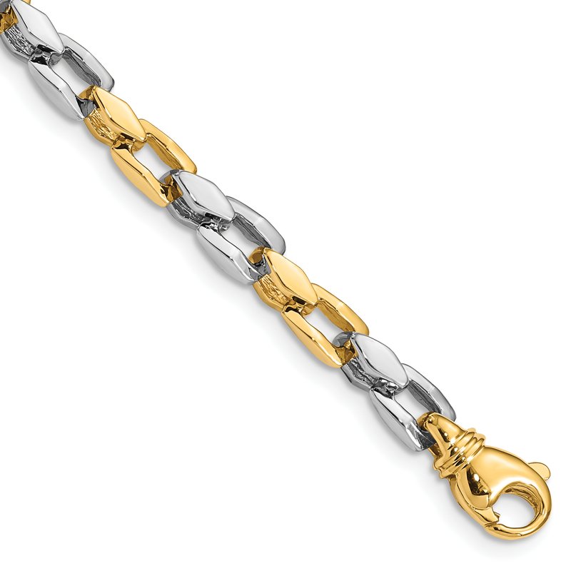 14K Two-tone 18 inch 4.5mm Hand Polished Fancy Link with Fancy Lobster Clasp Chain