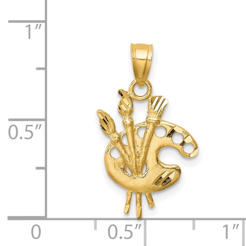14K Diamond-cut Artists Paint Palette Pendant