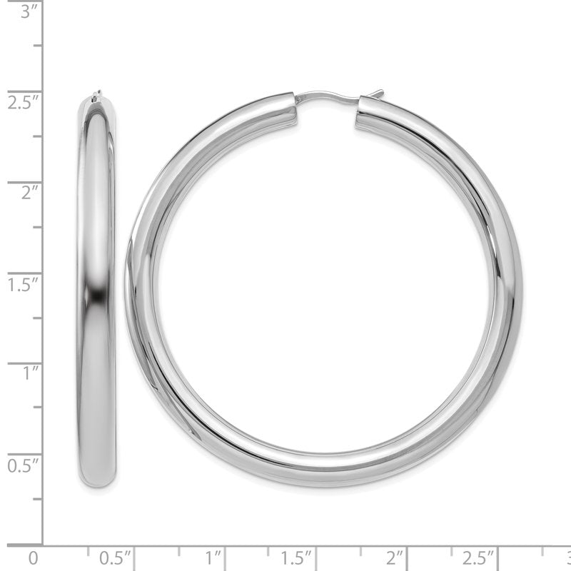 Sterling Silver Rhodium-plated 5mm Tube Earrings