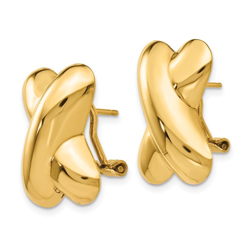 14k Polished X Omega Back Post Earrings