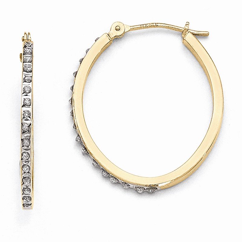 14k Diamond Fascination Oval Hinged Hoop Earrings