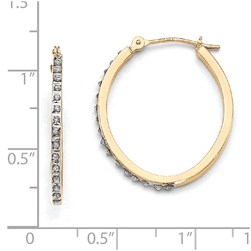 14k Diamond Fascination Oval Hinged Hoop Earrings