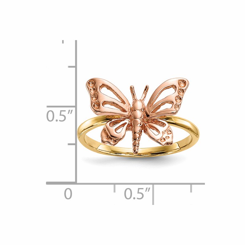 14k Two-tone Polished Butterfly Ring