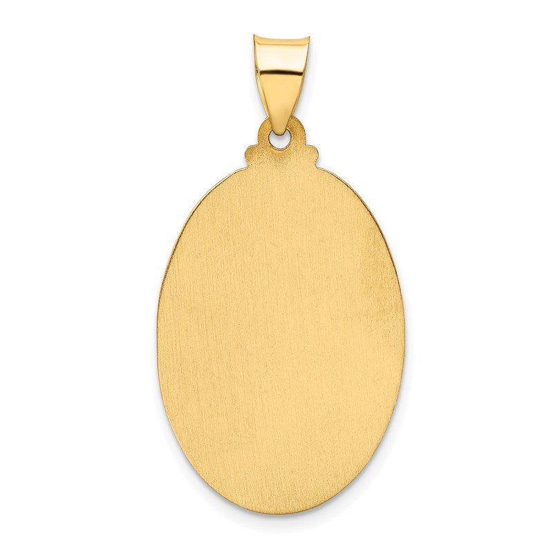 14k Polished and Satin Hollow St Christopher Medal Oval Pendant