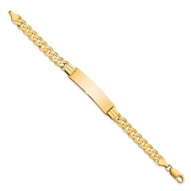 14k Polished Solid Chain/Solid Plate Curb Link 37x9mm Plate 7 inch ID Bracelet