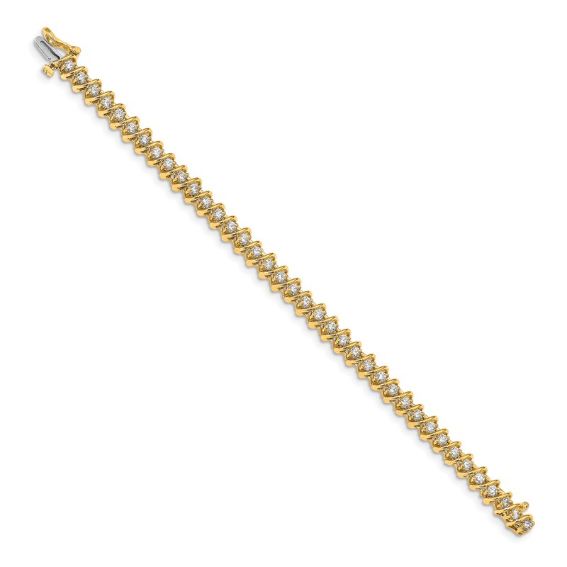 14k Complete 2.25 carat Round AA Diamond Fancy Spiral 7 inch Tennis Bracelet