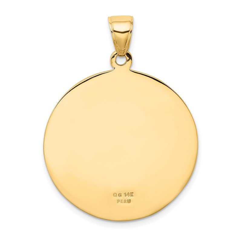 14k Polished Large Saint Christopher Medal Round Pendant