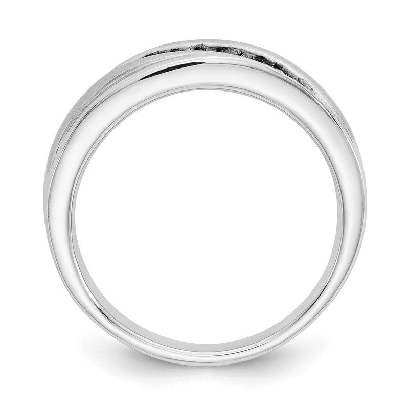 14K White Gold Men's 1/2 carat Lab Grown Diamond VS/SI  D E F  Brushed and Polished Band
