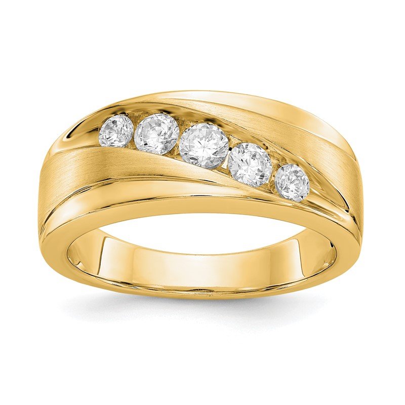 14K White Gold Men's 1/2 carat Lab Grown Diamond VS/SI  D E F  Brushed and Polished Band