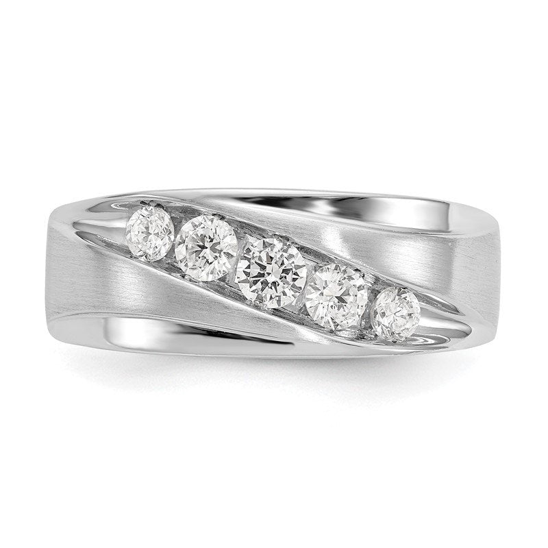 14K White Gold Men's 1/2 carat Lab Grown Diamond VS/SI  D E F  Brushed and Polished Band