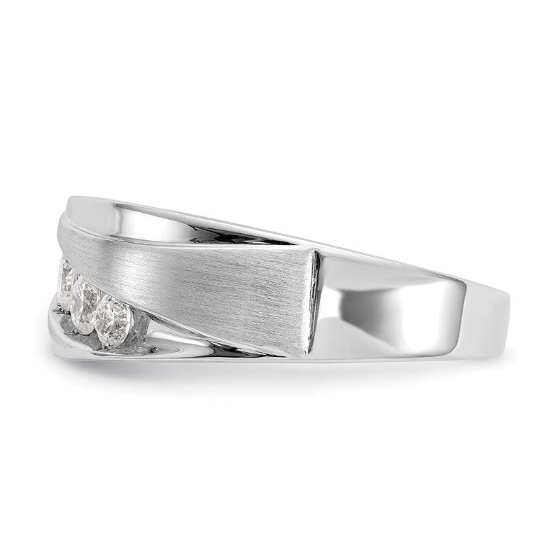 14K White Gold Men's 1/2 carat Lab Grown Diamond VS/SI  D E F  Brushed and Polished Band
