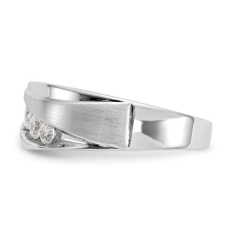 14K White Gold Men's 1/2 carat Lab Grown Diamond VS/SI  D E F  Brushed and Polished Band