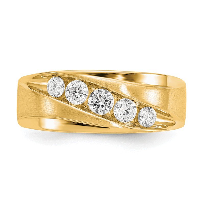 14K White Gold Men's 1/2 carat Lab Grown Diamond VS/SI  D E F  Brushed and Polished Band