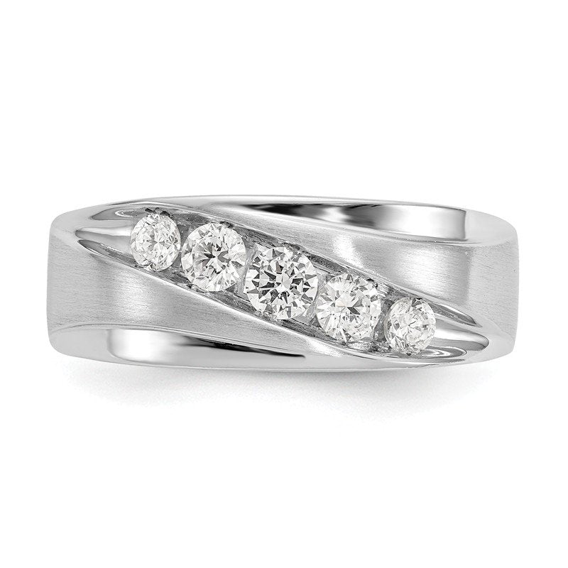 14K White Gold Men's 1/2 carat Lab Grown Diamond VS/SI  D E F  Brushed and Polished Band