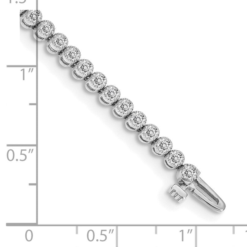 14k White Gold Complete 2.13 carat Round AA Diamond 2-prong 7 inch Tennis Bracelet