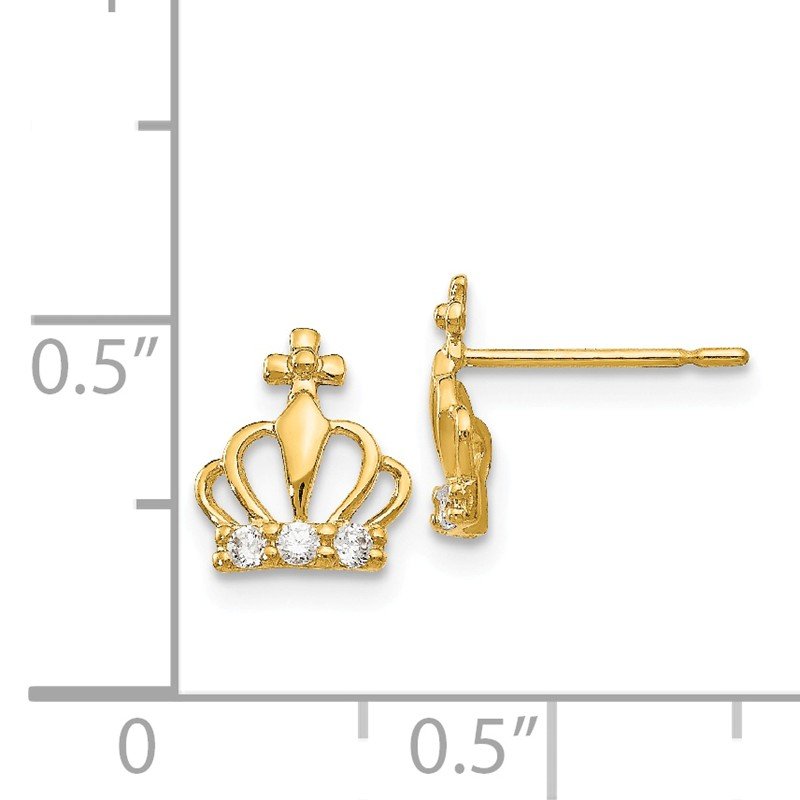 14k Madi K CZ Children's Crown Post Earrings