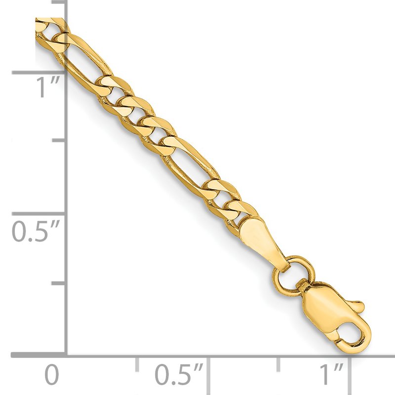 14K 26 inch 3mm Flat Figaro with Lobster Clasp Chain