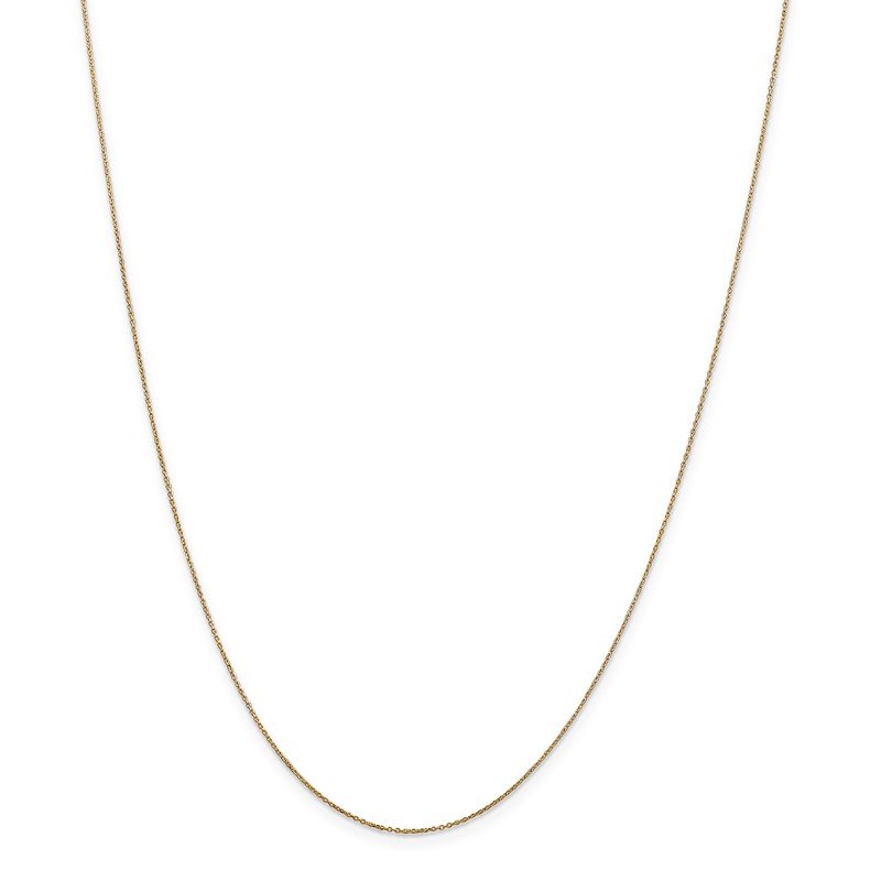 14K 14 inch .6mm Diamond-cut Round Open Link Cable with Spring Ring Clasp Chain
