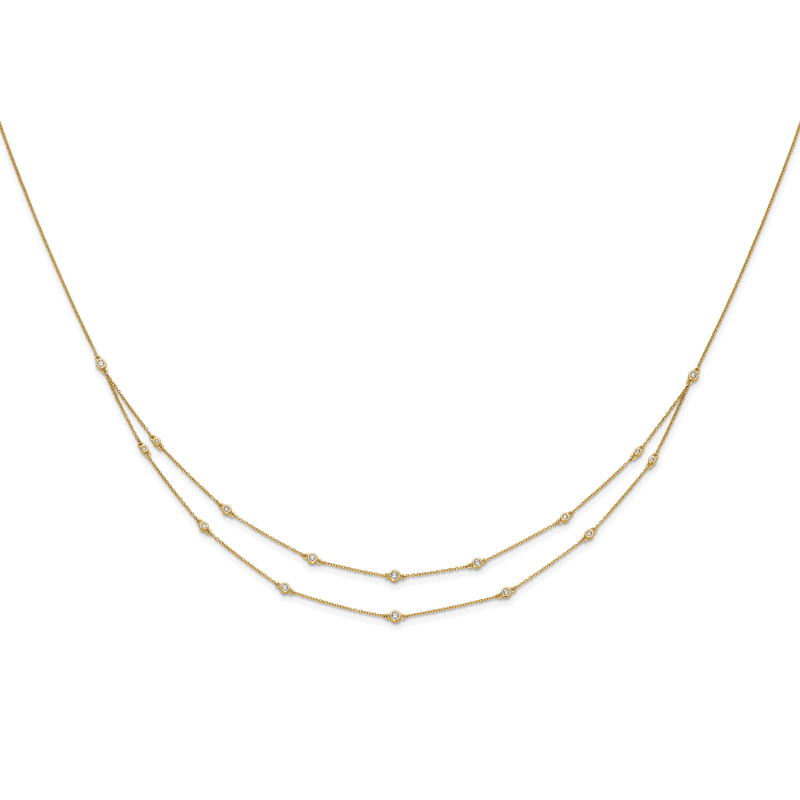 14k White Gold Complete 1/2 carat Diamond Multi-Station Double Strand 18 inch Necklace