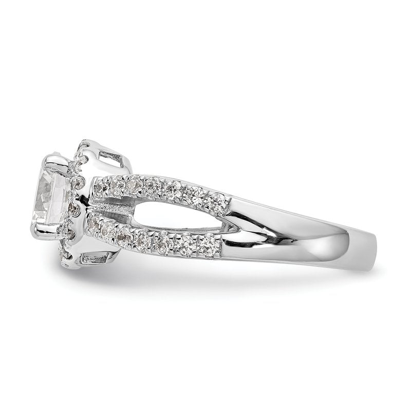 14K White Gold 3/4 carat Lab Grown Diamond VS/SI  D E F  Semi Mount Round Halo Engagement Ring