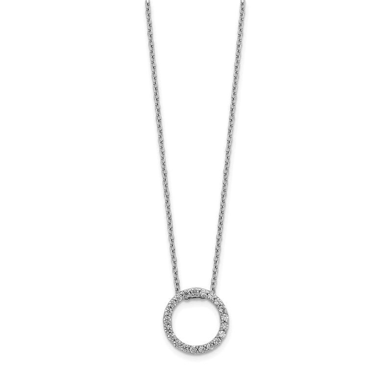 14k White Gold 1/4 carat Diamond Circle 18 inch Necklace