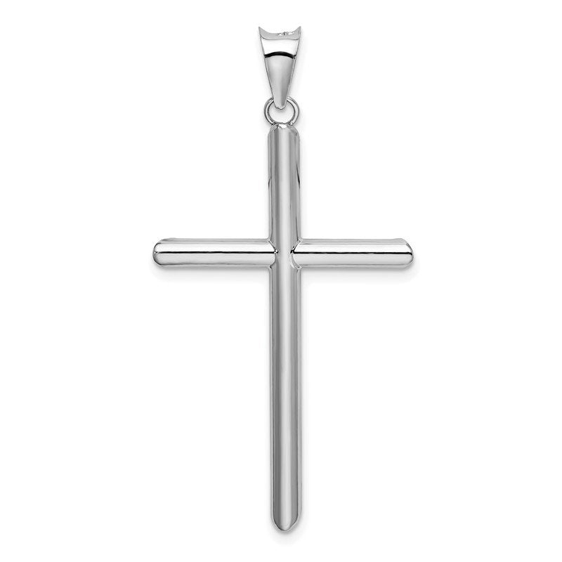 14k White Gold Large Polished Hollow Cross Pendant