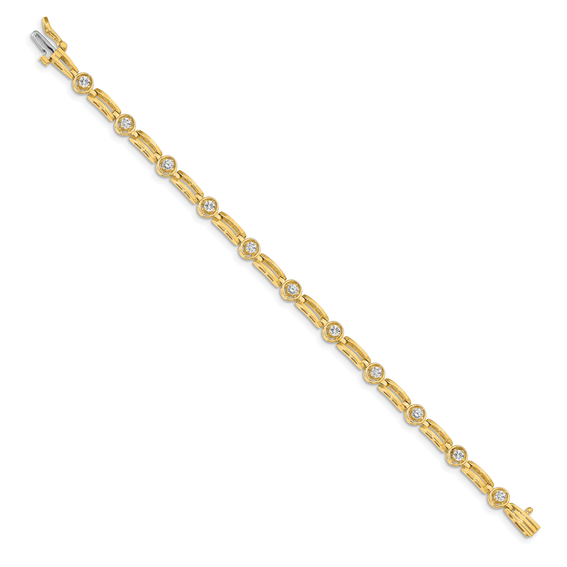 14k Complete 3/4 carat Round A Diamond 4-prong Bar Link 7 inch Tennis Bracelet