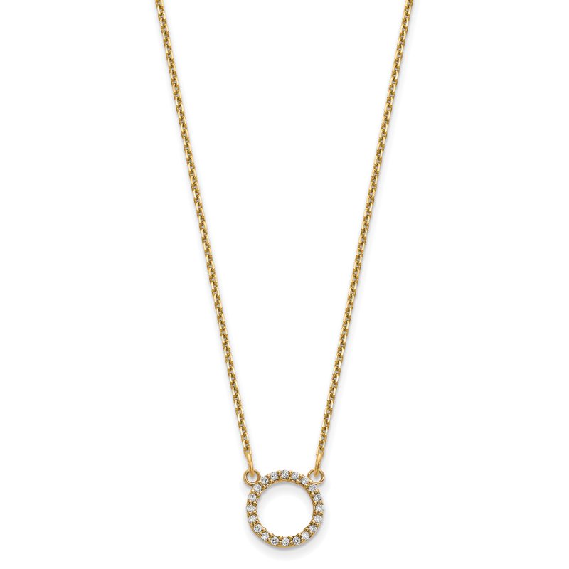 14k Polished 1/15 carat A Diamond Open Circle 18 inch Necklace