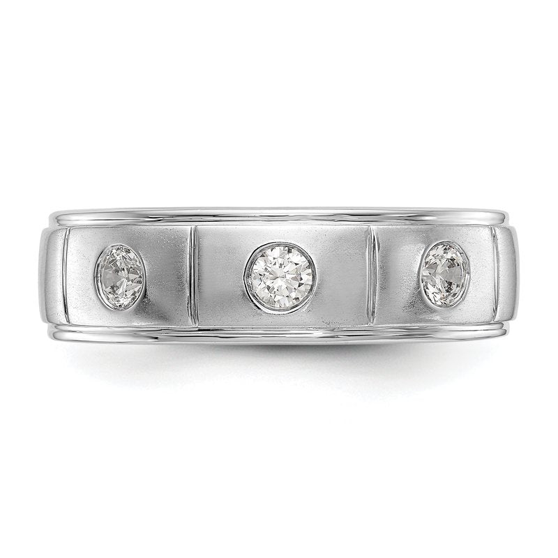 14K White Gold Men's 1/3 carat Lab Grown Diamond VS/SI  D E F  Band