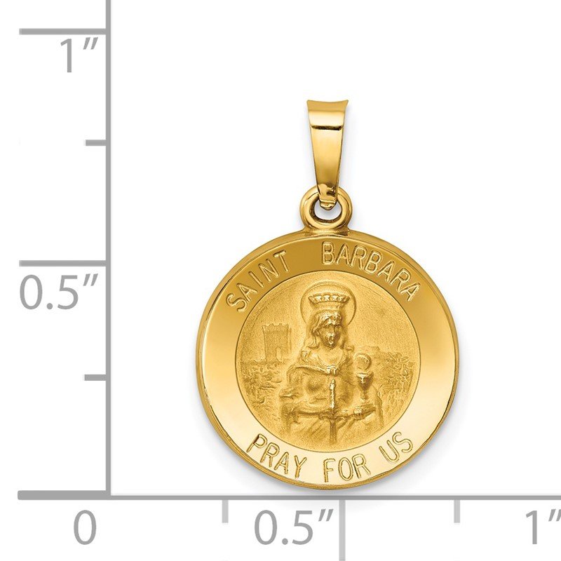 14k Polished and Satin Hollow St. Barbara Medal Pendant