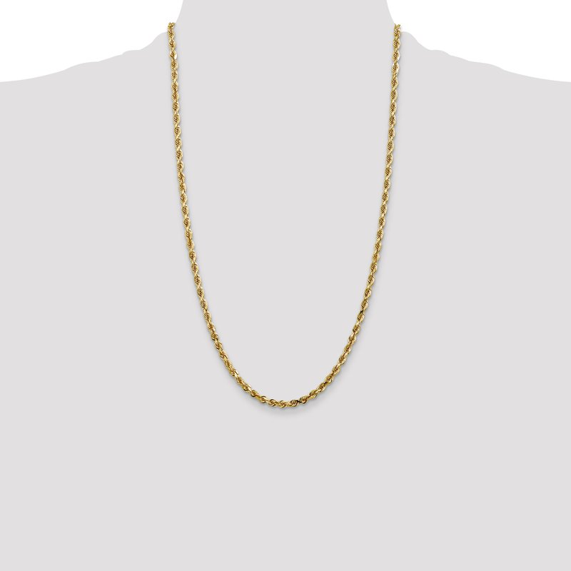 14K 26 Inch 4mm Diamond-cut Quadruple Rope Lobster Clasp Chain