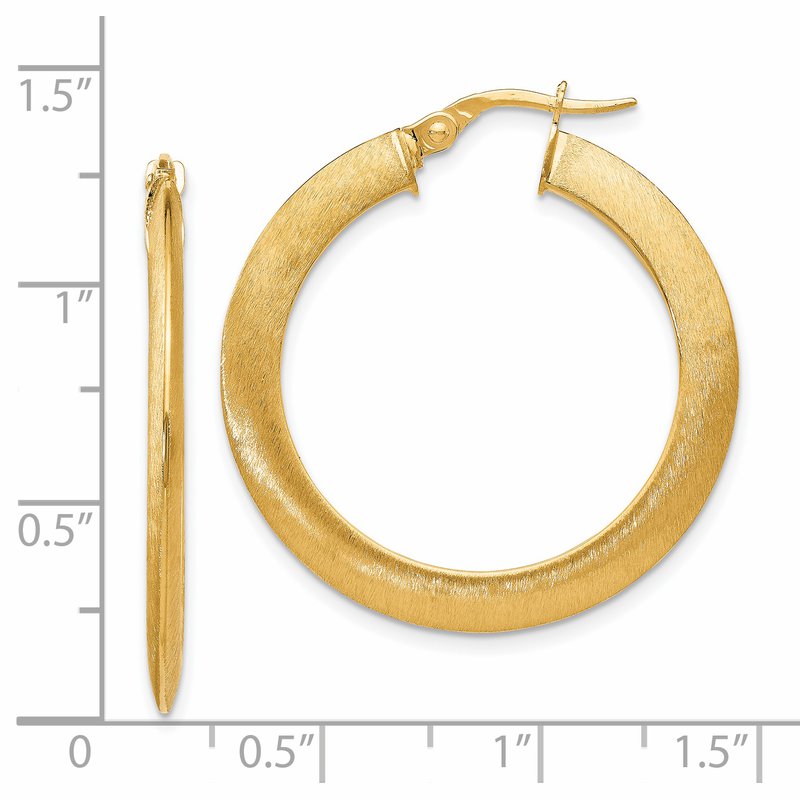 14K Brushed Hinged Hoop Earrings